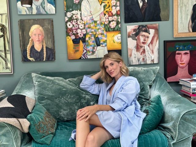 Nachthemd Céleste Vichy hellblau-weiss